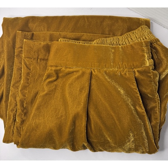 Gap Women's Size Large Chartreuse Gold Yellow Velvet Pull On Pants Retro Vintage - Picture 2 of 6